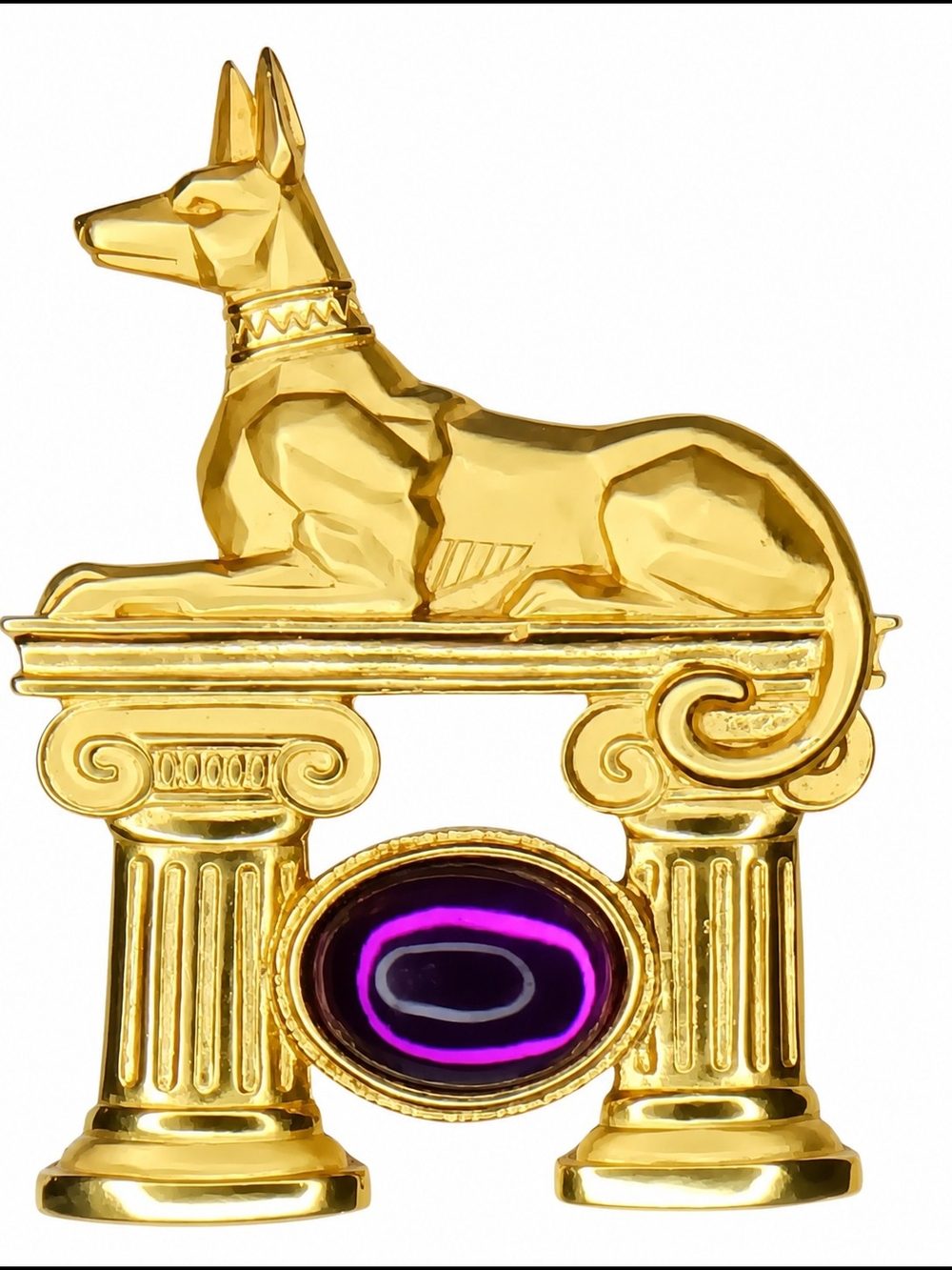 Jonette For Parklane Anubis Egyptian Revival Gold Plated Brooch